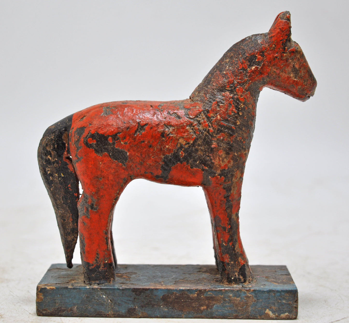 Hand Carved Wooden Small Size Standing Horse Figurine Rustic Hand Painted