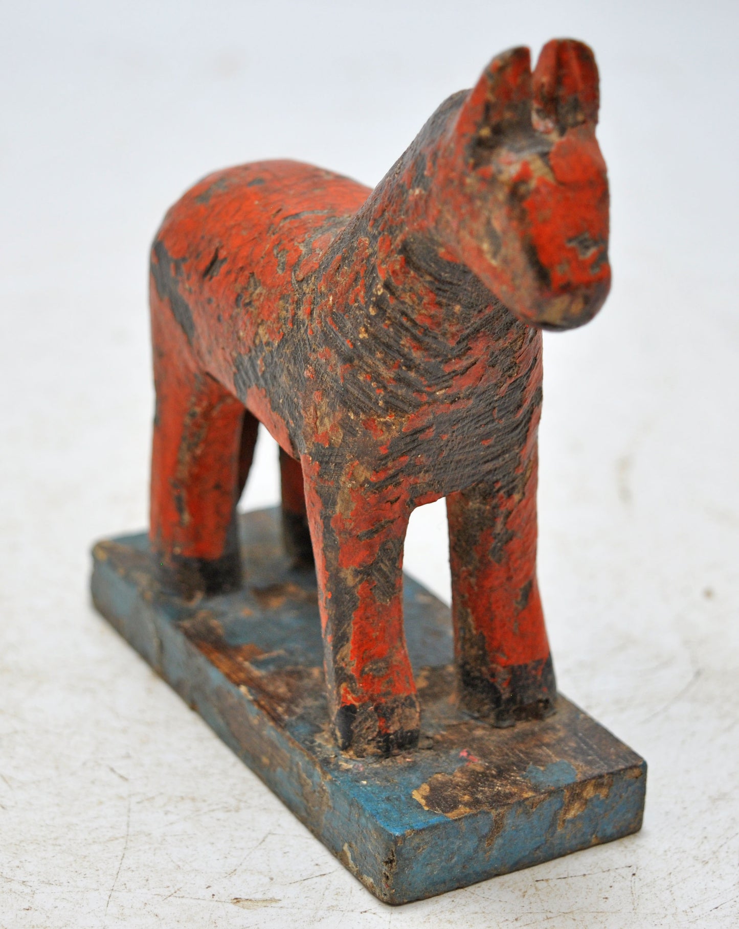 Hand Carved Wooden Small Size Standing Horse Figurine Rustic Hand Painted