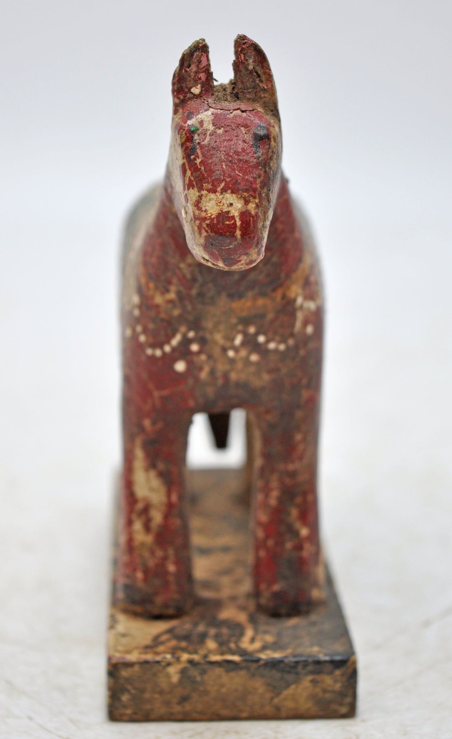 Hand Carved Wooden Small Size Standing Horse Figurine Rustic Hand Painted