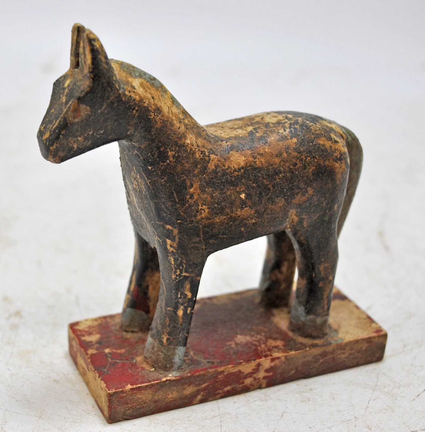 Hand Carved Wooden Small Size Standing Horse Figurine Rustic Hand Painted