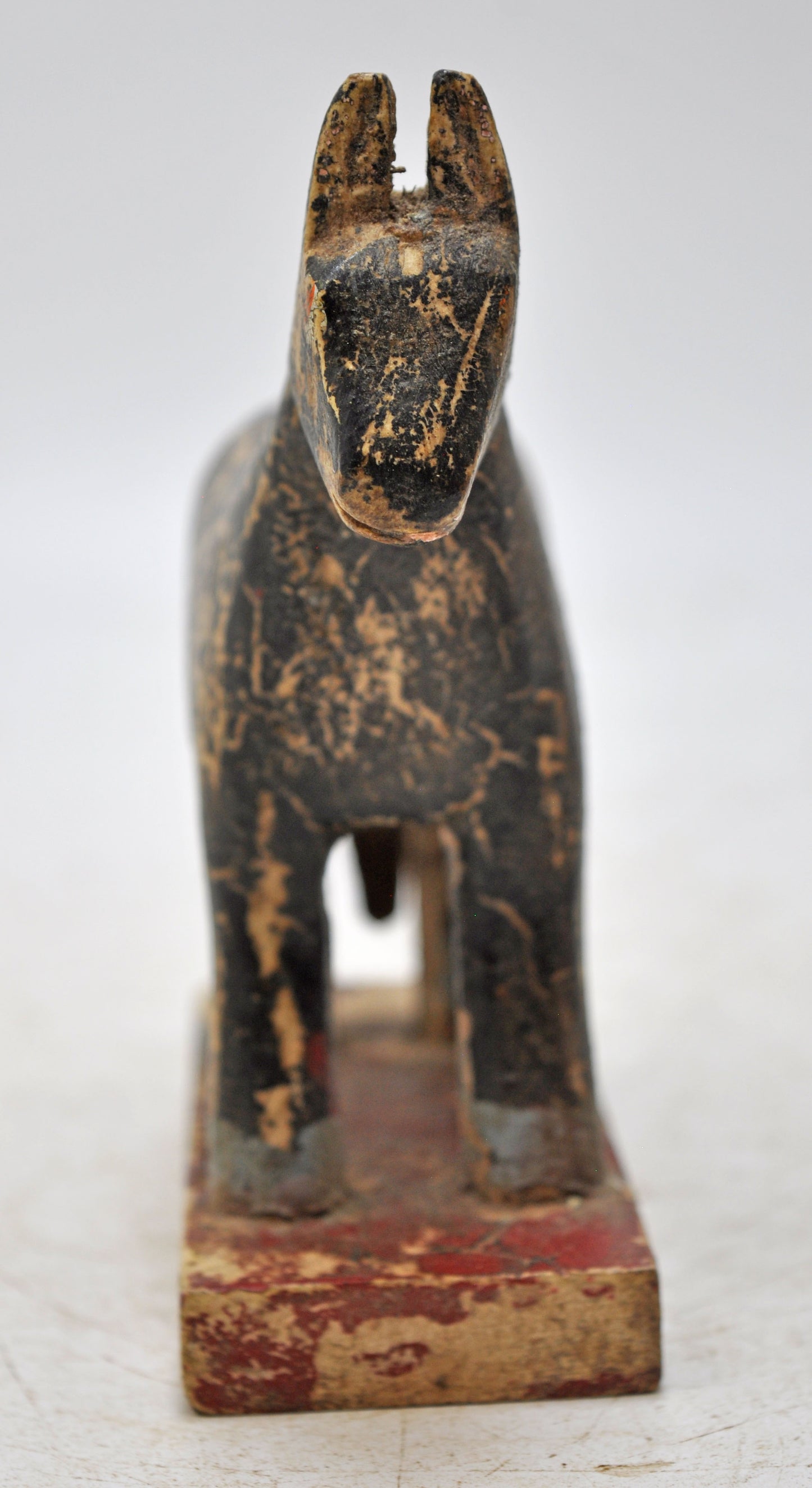 Hand Carved Wooden Small Size Standing Horse Figurine Rustic Hand Painted