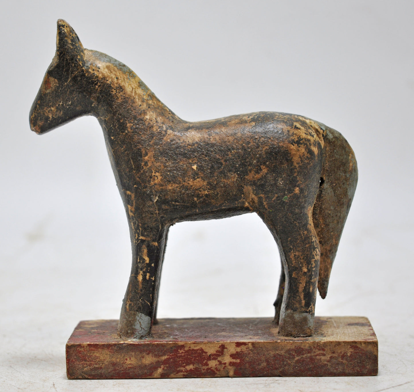 Hand Carved Wooden Small Size Standing Horse Figurine Rustic Hand Painted