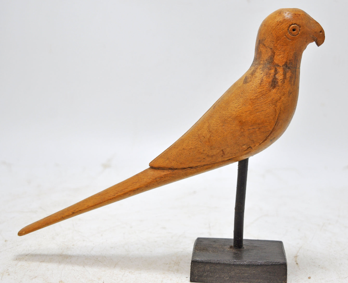 Vintage Wooden Parrot Bird Figurine Original Old Hand Carved