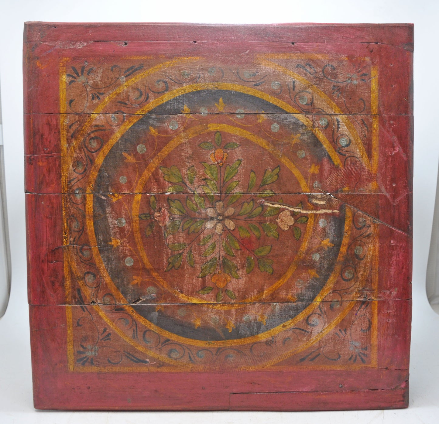 Antique Wooden Floor Sitting Bajot Stool Original Old Hand Crafted Painted