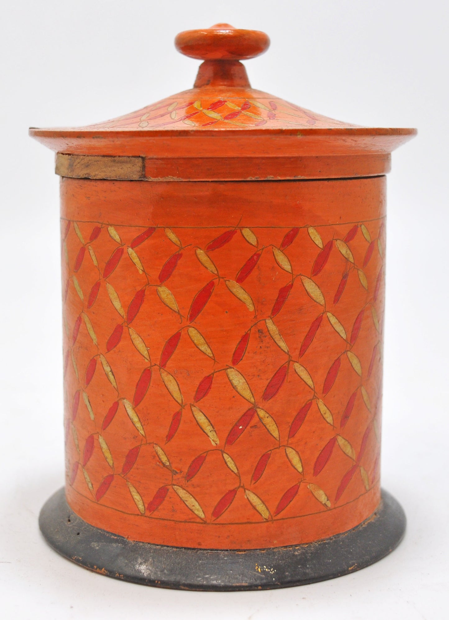 Antique Wooden Lacquer Painted Candy Box Original Old Hand Carved