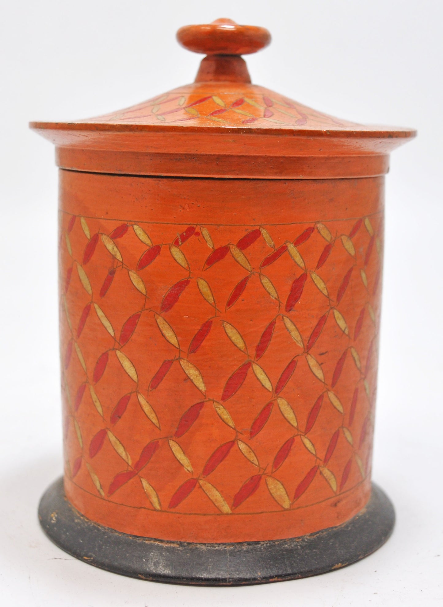 Antique Wooden Lacquer Painted Candy Box Original Old Hand Carved
