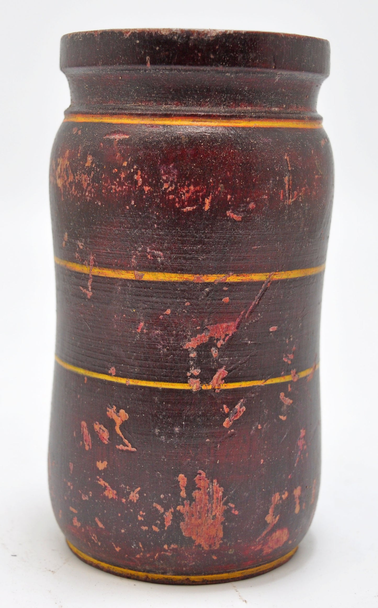 Antique Wooden Drinking Cup Glass Original Old Hand Carved Lacquer Painted