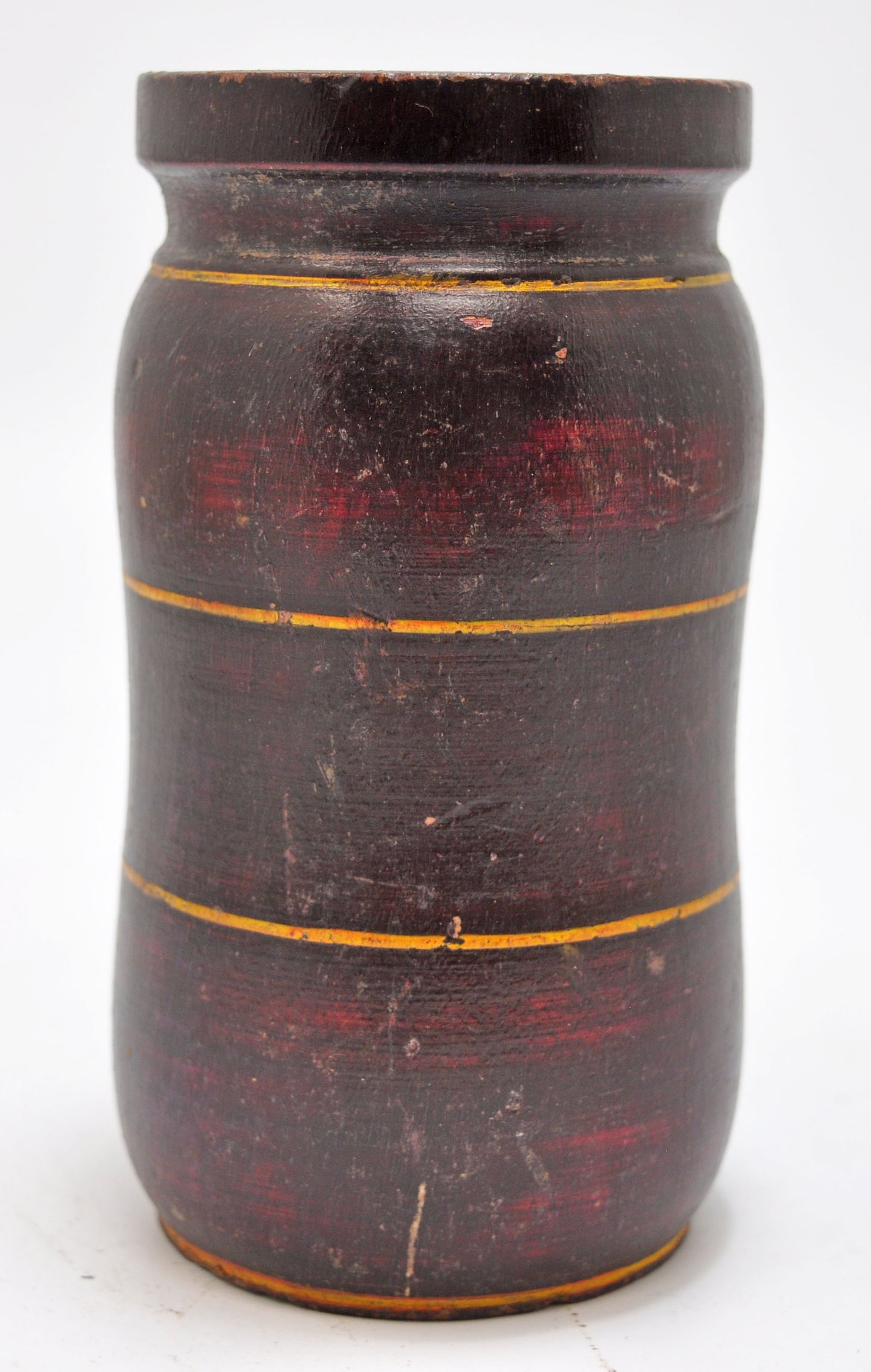 Antique Wooden Drinking Cup Glass Original Old Hand Carved Lacquer Painted