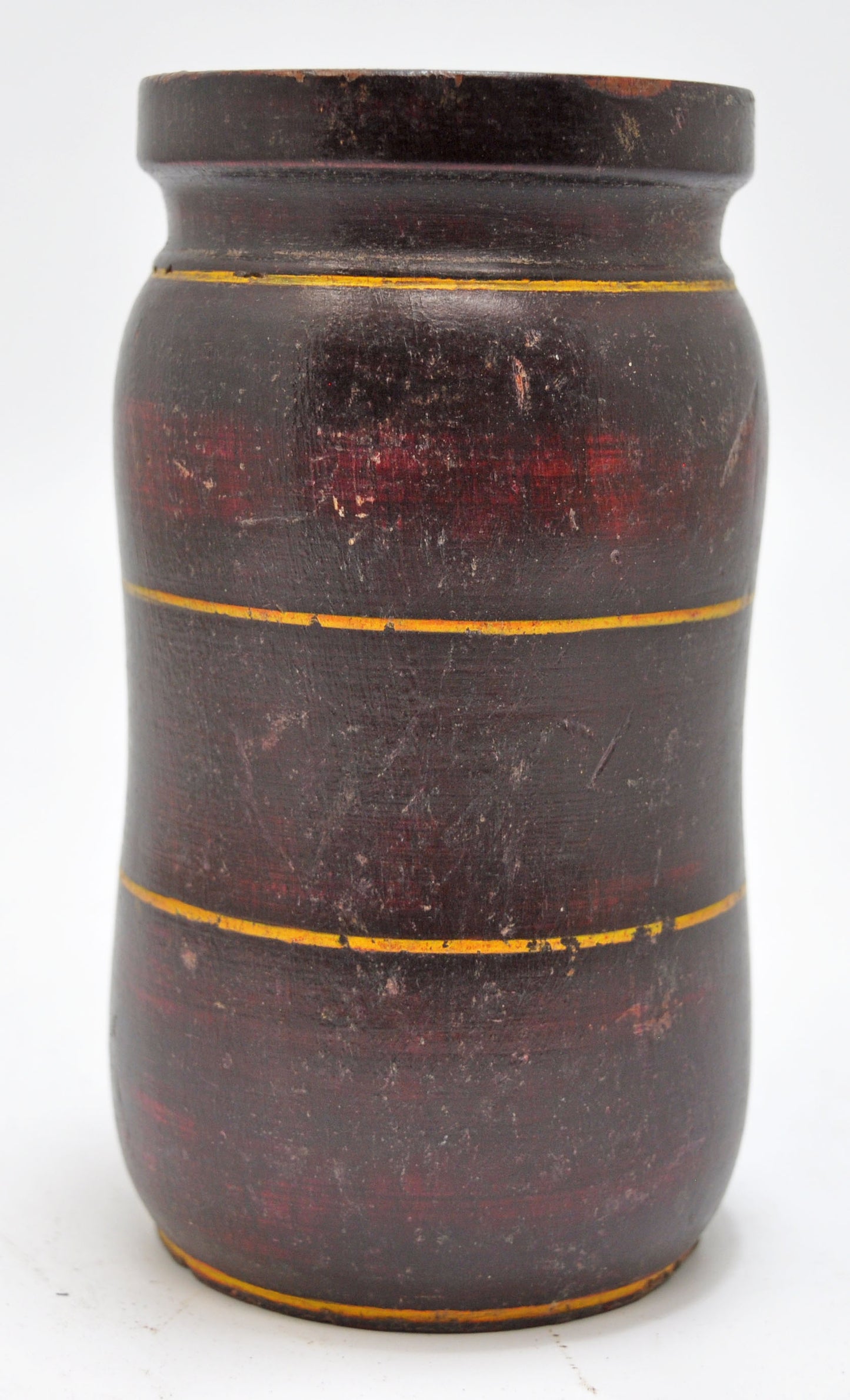 Antique Wooden Drinking Cup Glass Original Old Hand Carved Lacquer Painted