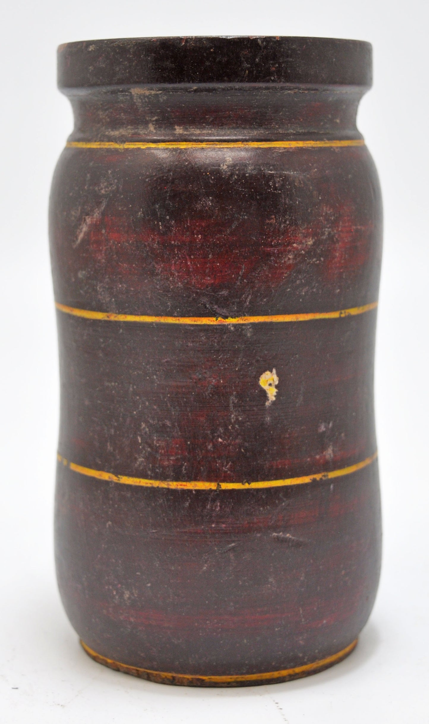 Antique Wooden Drinking Cup Glass Original Old Hand Carved Lacquer Painted