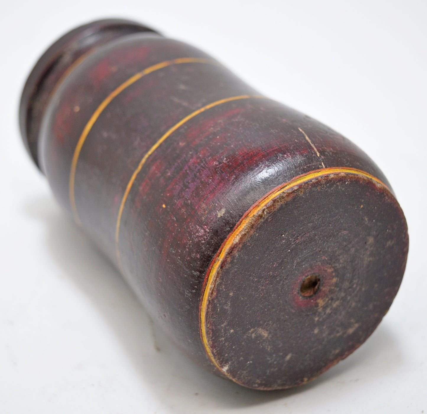 Antique Wooden Drinking Cup Glass Original Old Hand Carved Lacquer Painted