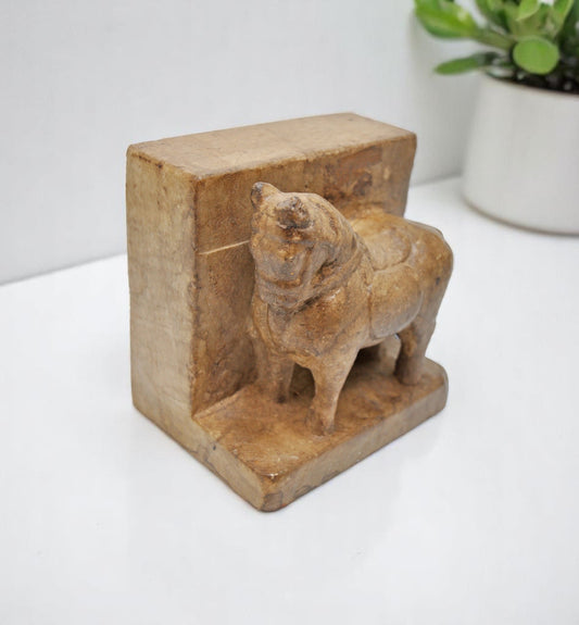 Vintage White Marble Horse Figurine Book End Original Old Fine Hand Carved