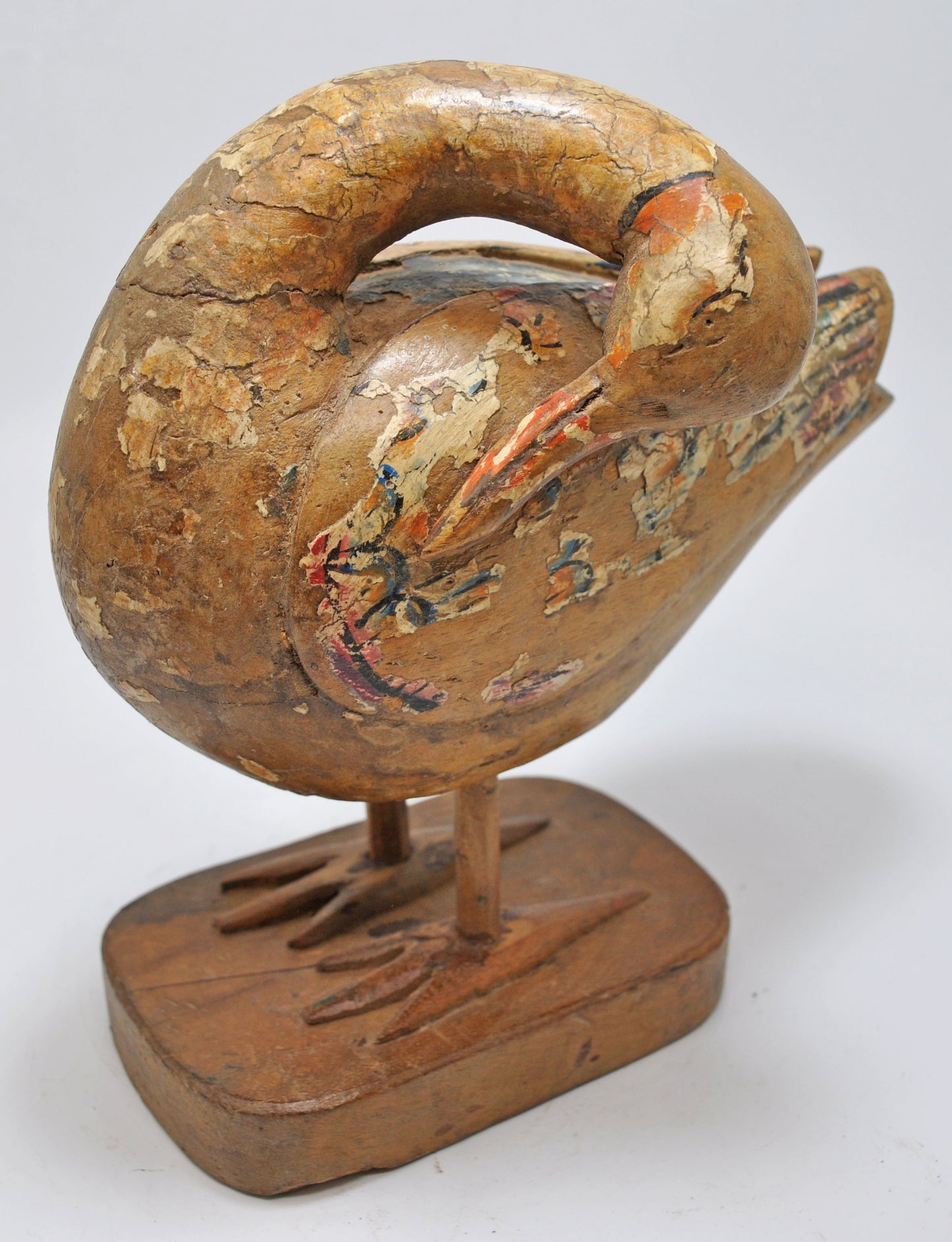 Hand Carved Wooden Duck Figurine Fine Carved Rustic Hand Painted