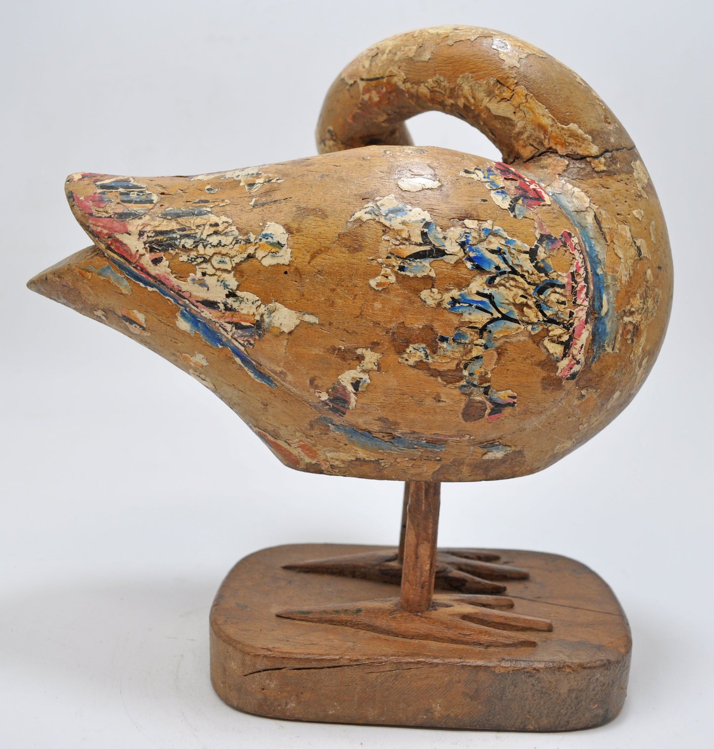Hand Carved Wooden Duck Figurine Fine Carved Rustic Hand Painted