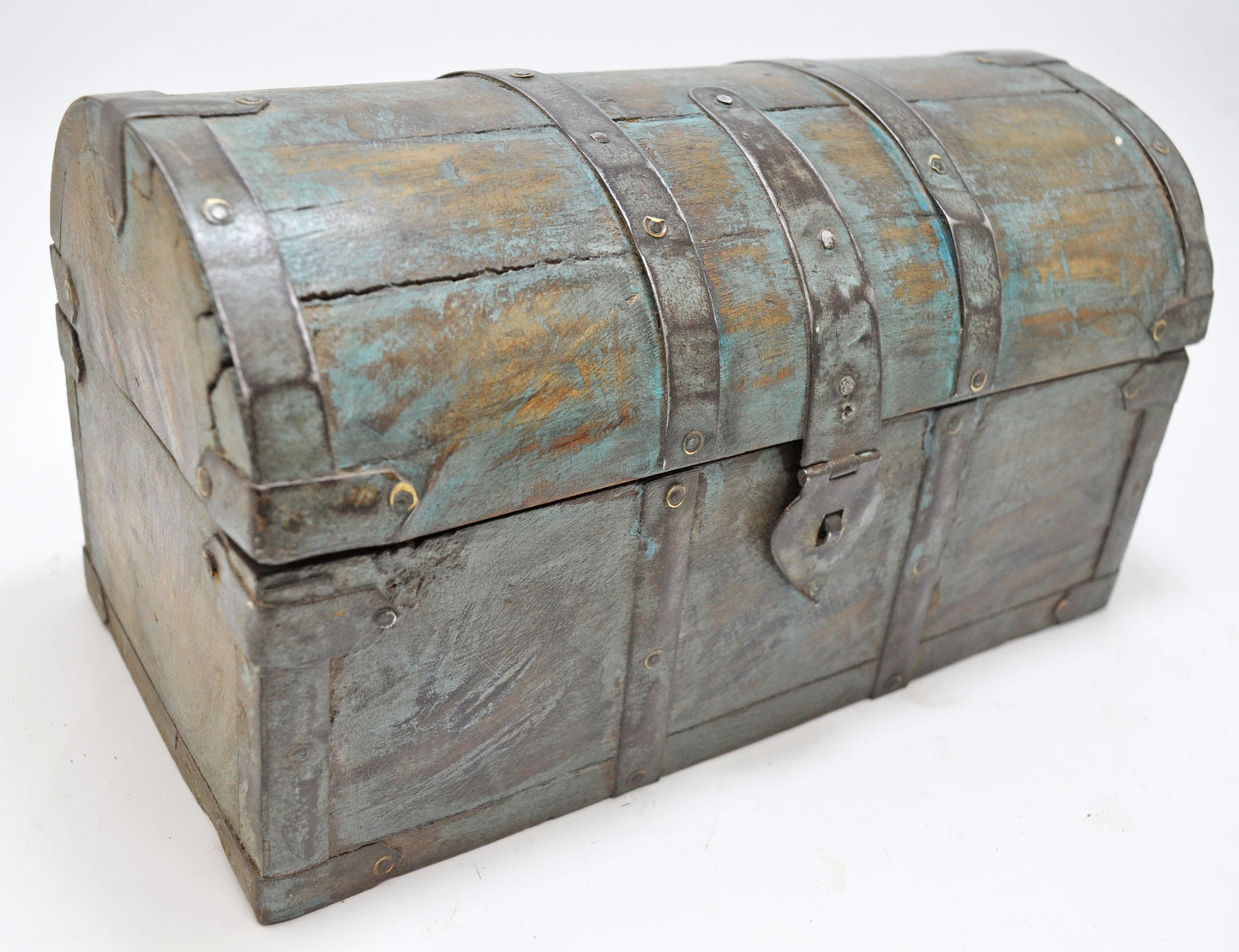 Vintage Wooden Half Round Top Storage Box Original Old Hand Crafted Rustic