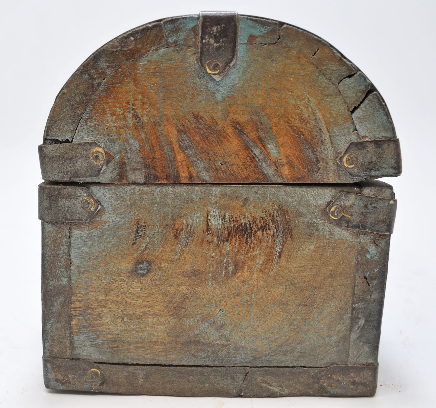 Vintage Wooden Half Round Top Storage Box Original Old Hand Crafted Rustic