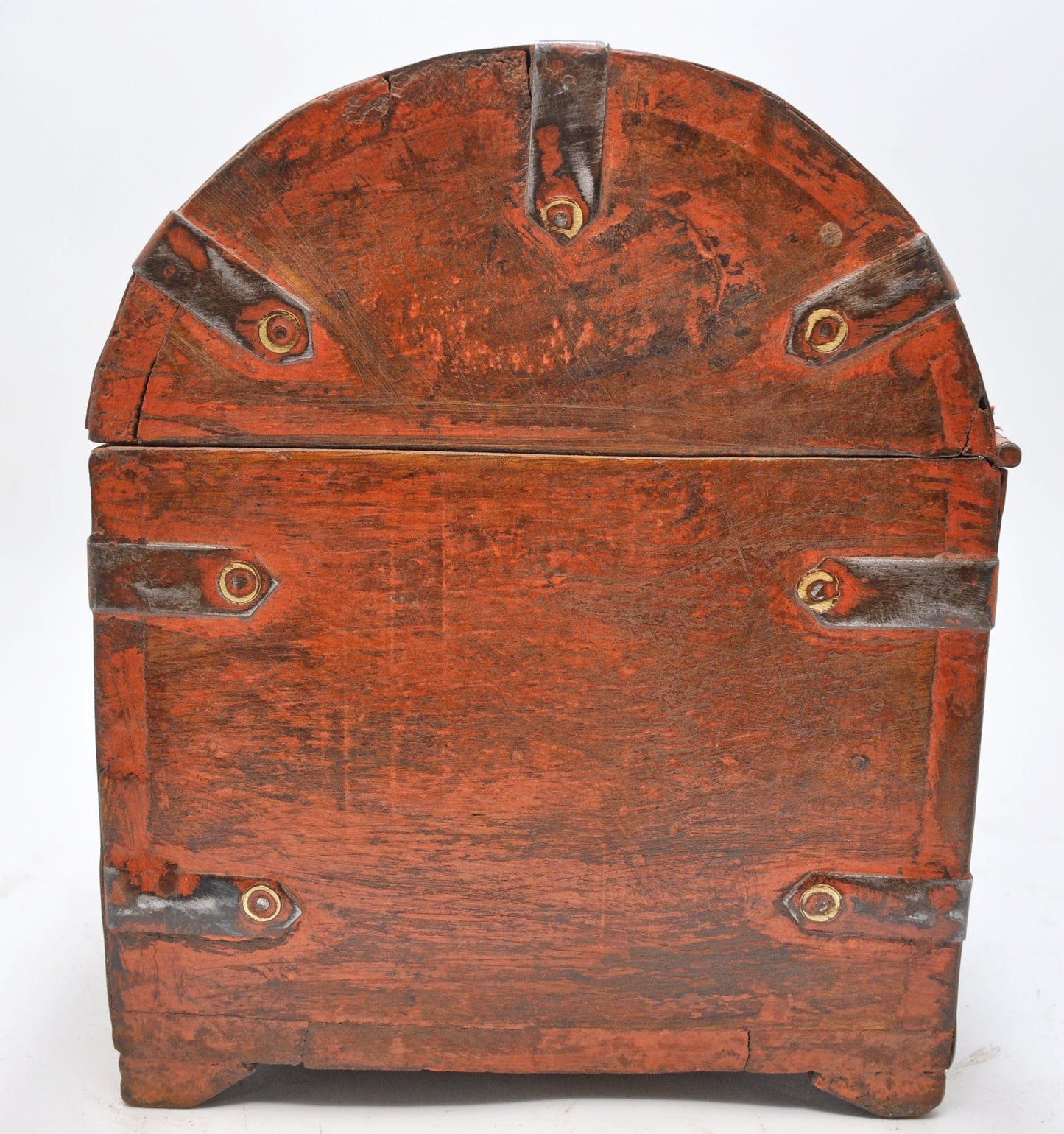 Vintage Wooden Half Round Top Storage Box Original Old Hand Crafted Rustic