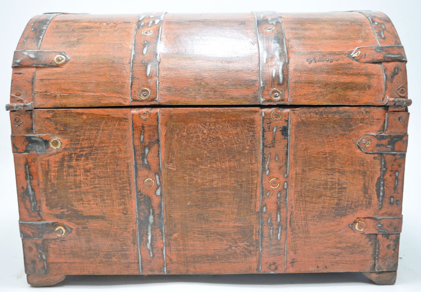 Vintage Wooden Half Round Top Storage Box Original Old Hand Crafted Rustic