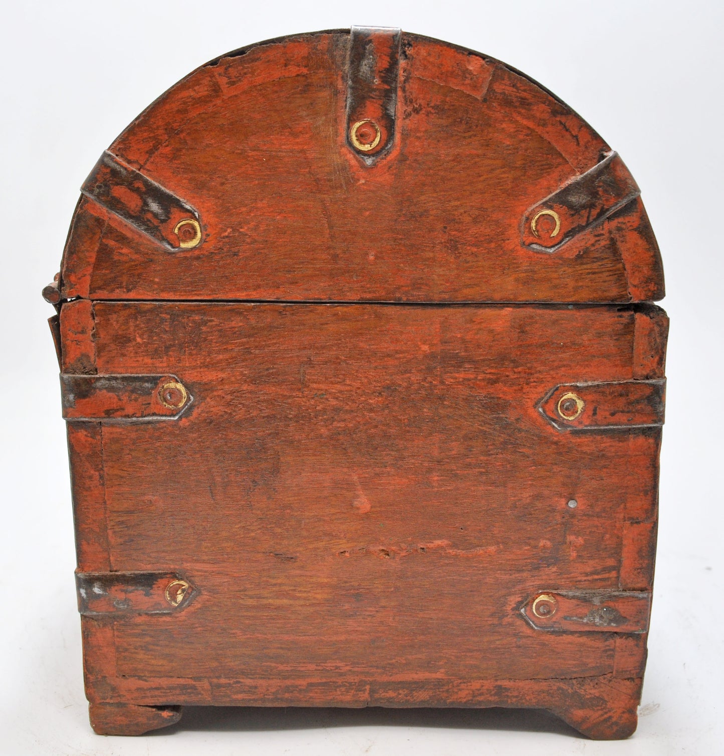 Vintage Wooden Half Round Top Storage Box Original Old Hand Crafted Rustic