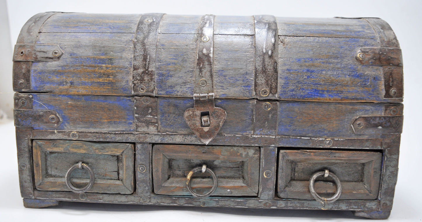 Vintage Wooden Half Round Top Storage Box Original Old Hand Crafted Rustic