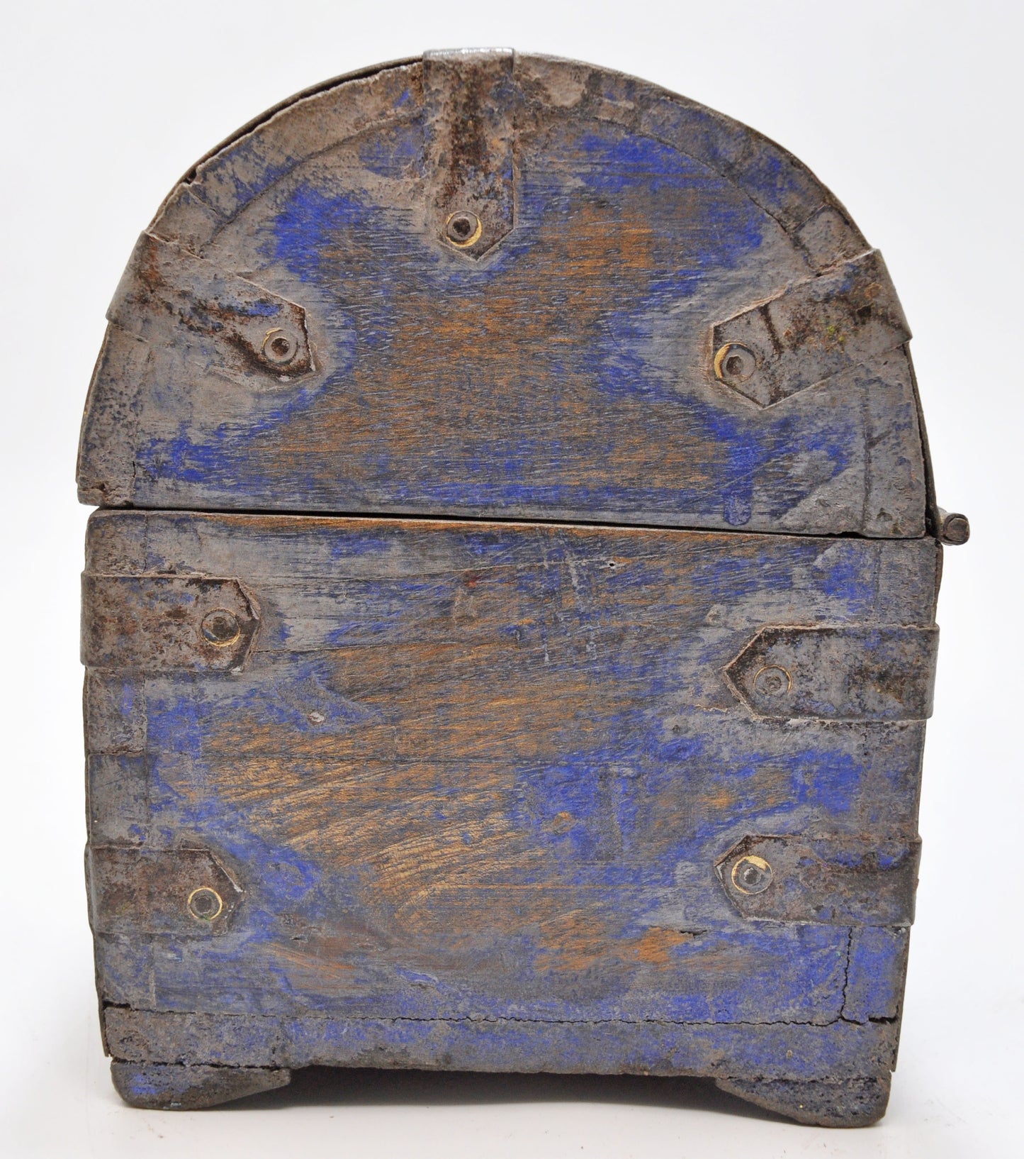 Vintage Wooden Half Round Top Storage Box Original Old Hand Crafted Rustic