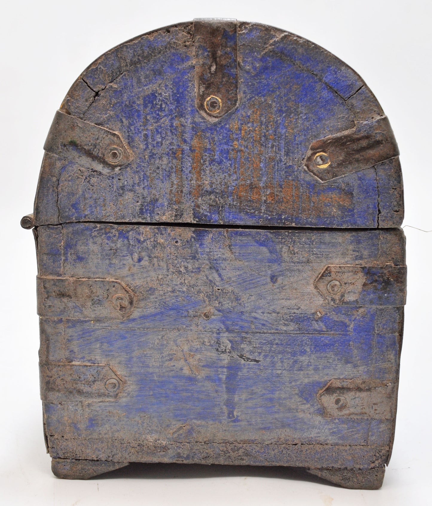 Vintage Wooden Half Round Top Storage Box Original Old Hand Crafted Rustic