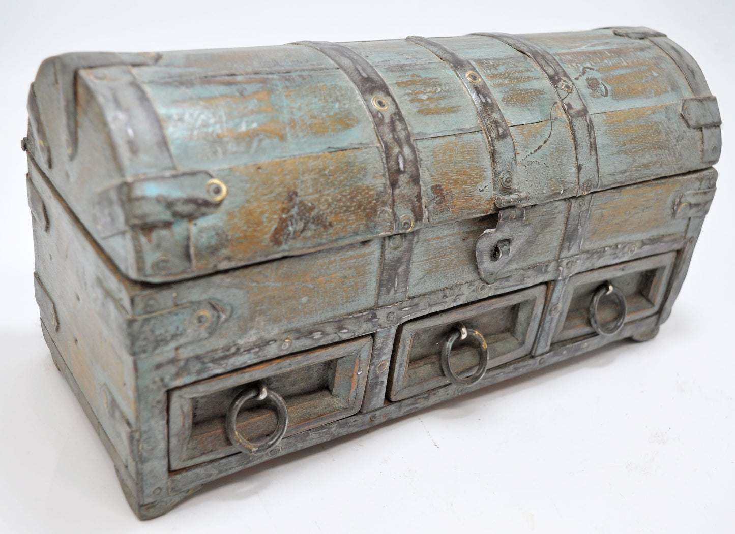 Vintage Wooden Half Round Top Storage Box Original Old Hand Crafted Rustic