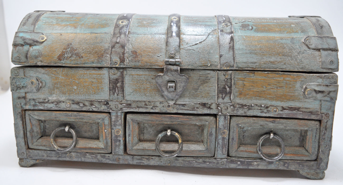 Vintage Wooden Half Round Top Storage Box Original Old Hand Crafted Rustic
