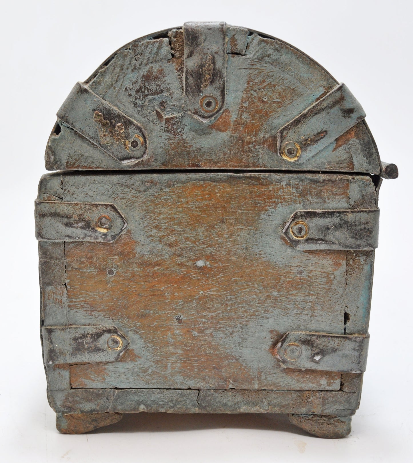 Vintage Wooden Half Round Top Storage Box Original Old Hand Crafted Rustic