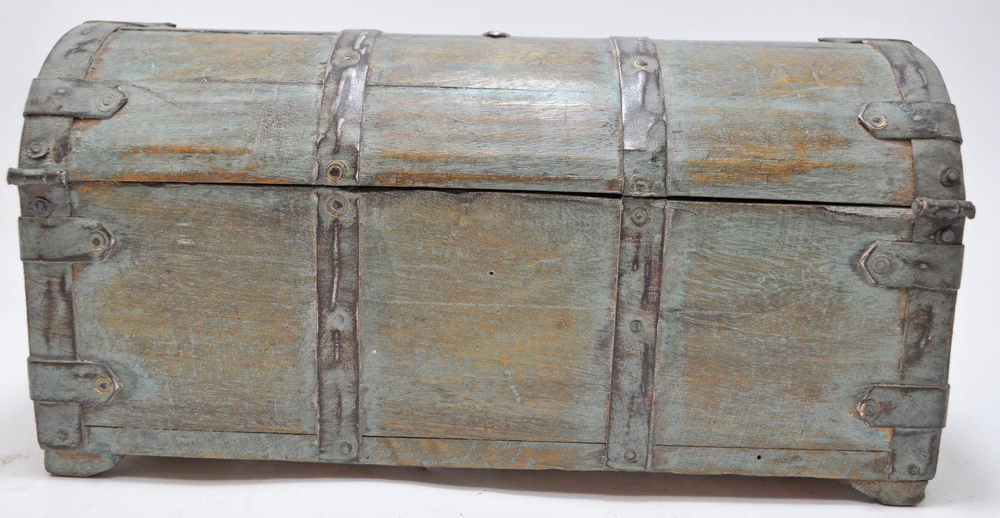 Vintage Wooden Half Round Top Storage Box Original Old Hand Crafted Rustic