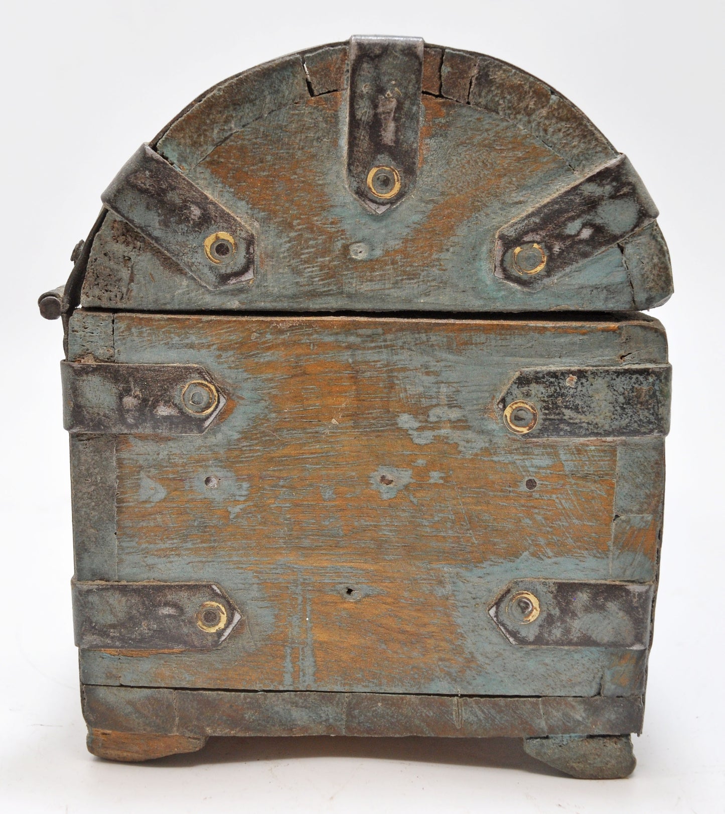 Vintage Wooden Half Round Top Storage Box Original Old Hand Crafted Rustic