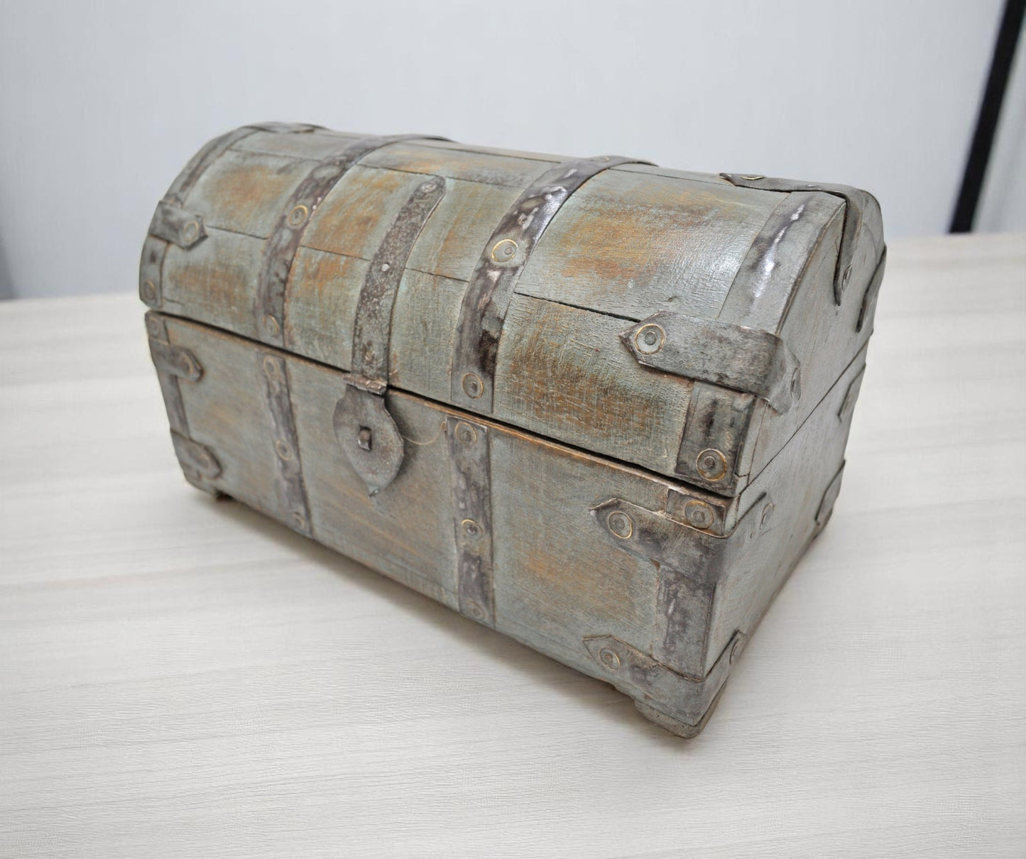 Vintage Wooden Half Round Top Storage Box Original Old Hand Crafted Rustic