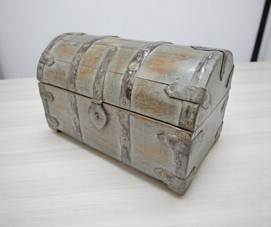 Vintage Wooden Half Round Top Storage Box Original Old Hand Crafted Rustic