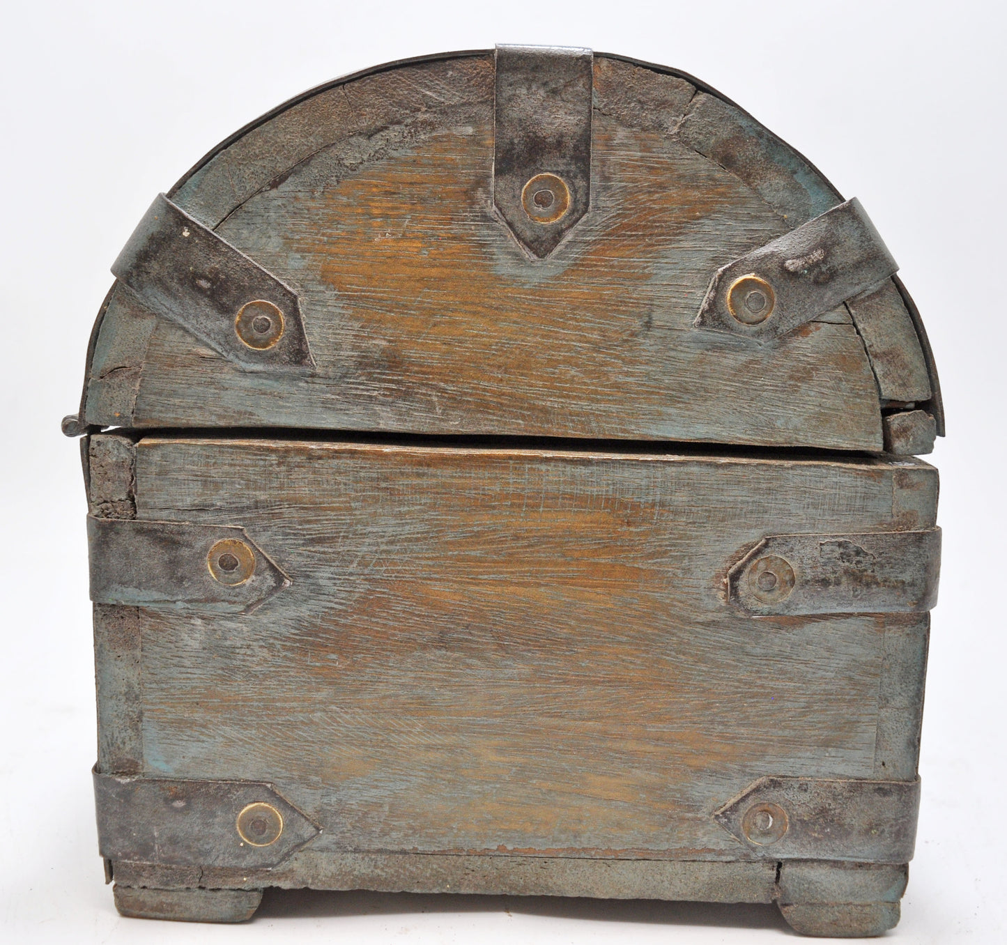 Vintage Wooden Half Round Top Storage Box Original Old Hand Crafted Rustic