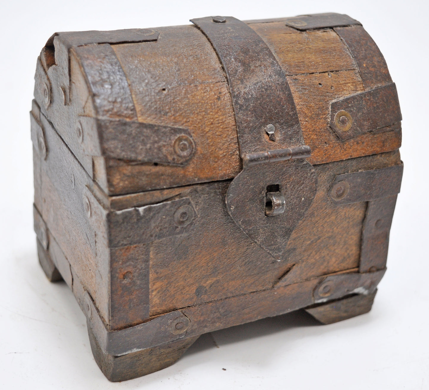 Vintage Wooden Half Round Top Small Storage Box Original Old Hand Crafted