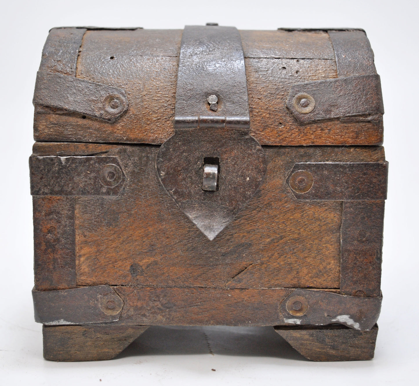 Vintage Wooden Half Round Top Small Storage Box Original Old Hand Crafted