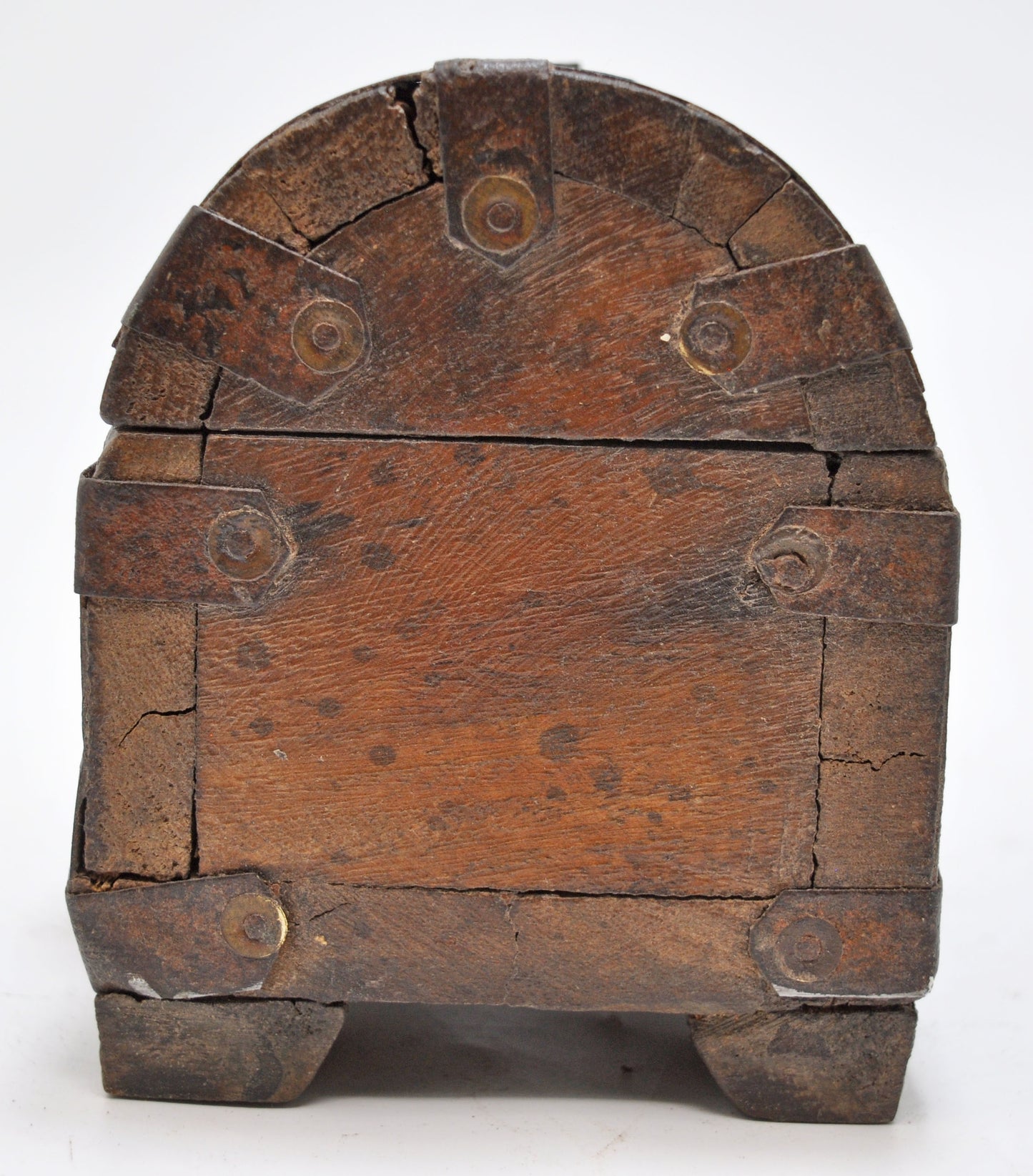 Vintage Wooden Half Round Top Small Storage Box Original Old Hand Crafted