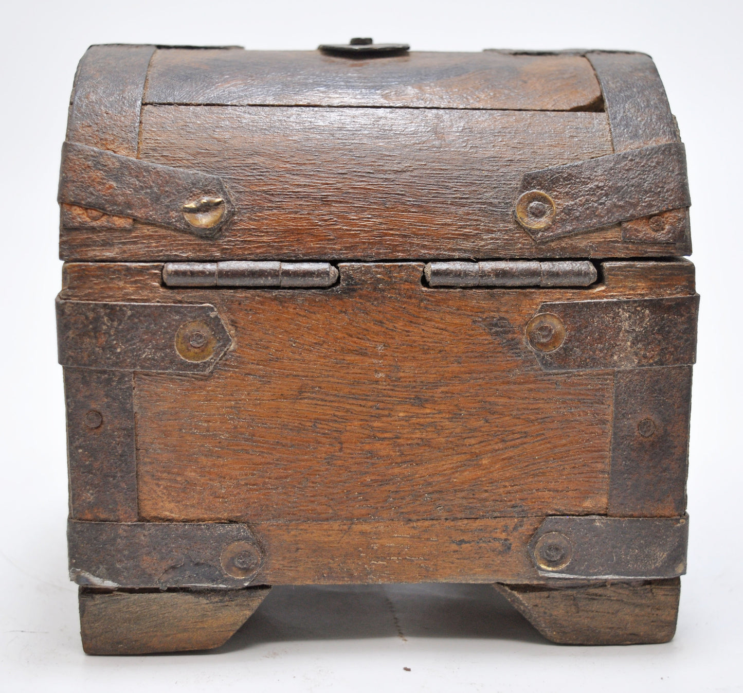 Vintage Wooden Half Round Top Small Storage Box Original Old Hand Crafted