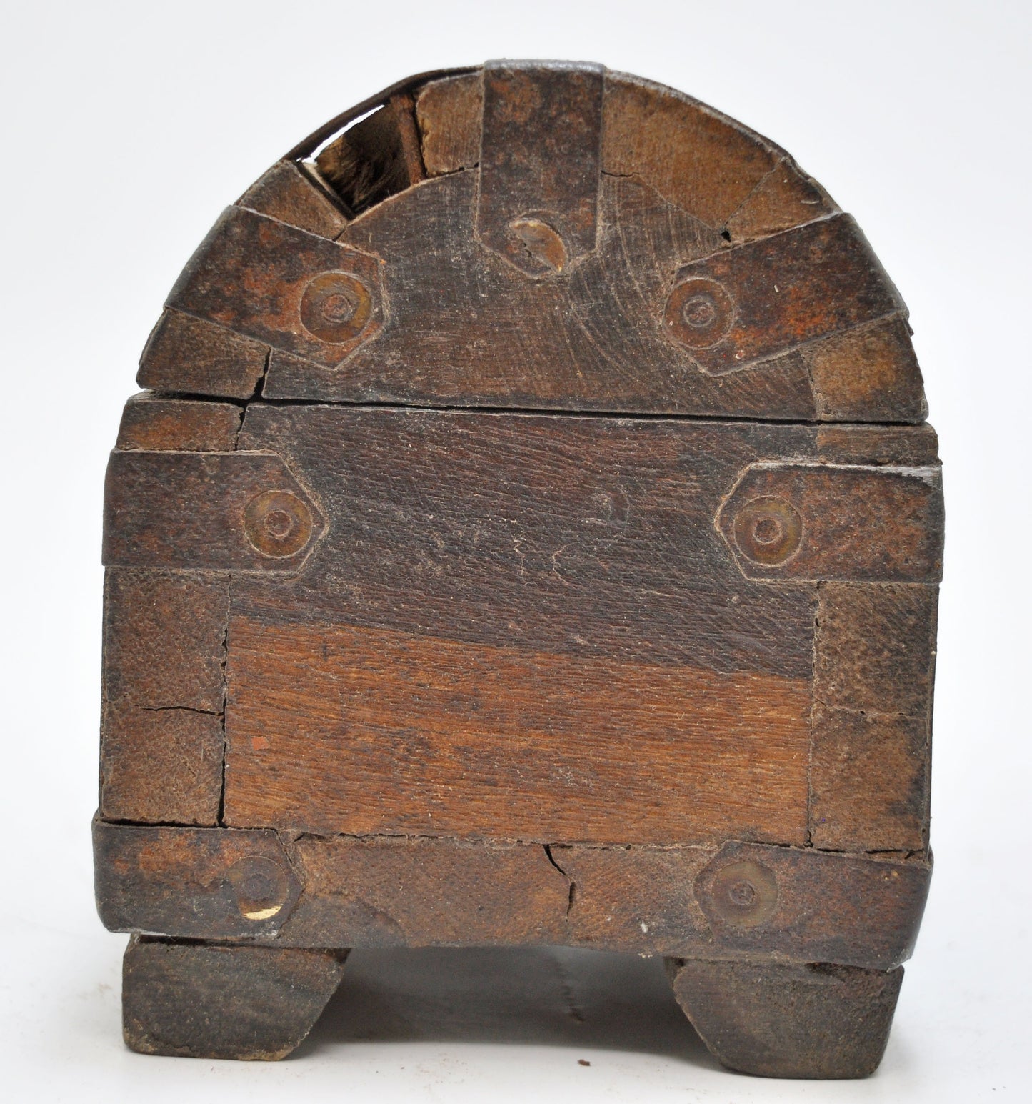 Vintage Wooden Half Round Top Small Storage Box Original Old Hand Crafted