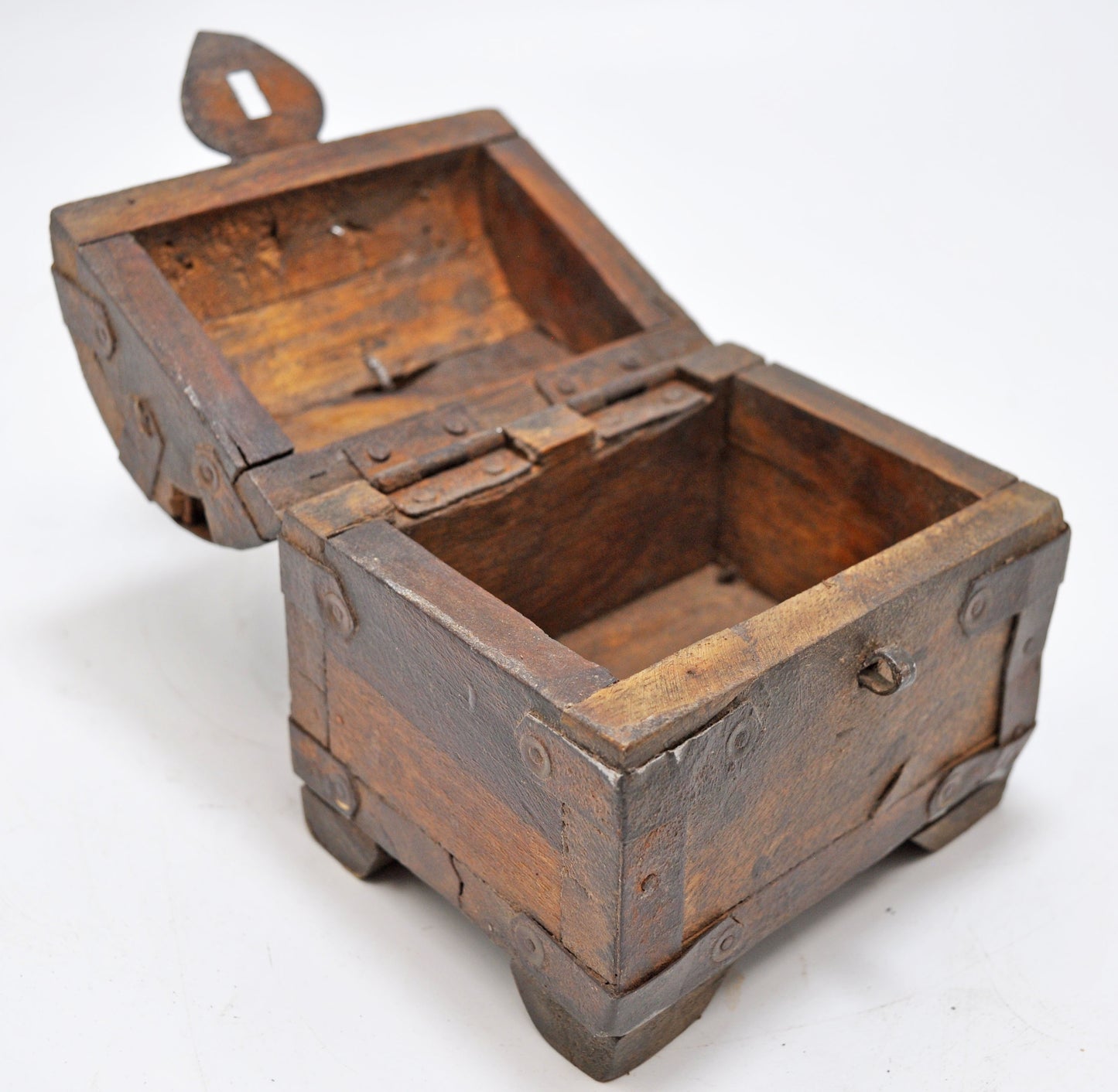 Vintage Wooden Half Round Top Small Storage Box Original Old Hand Crafted