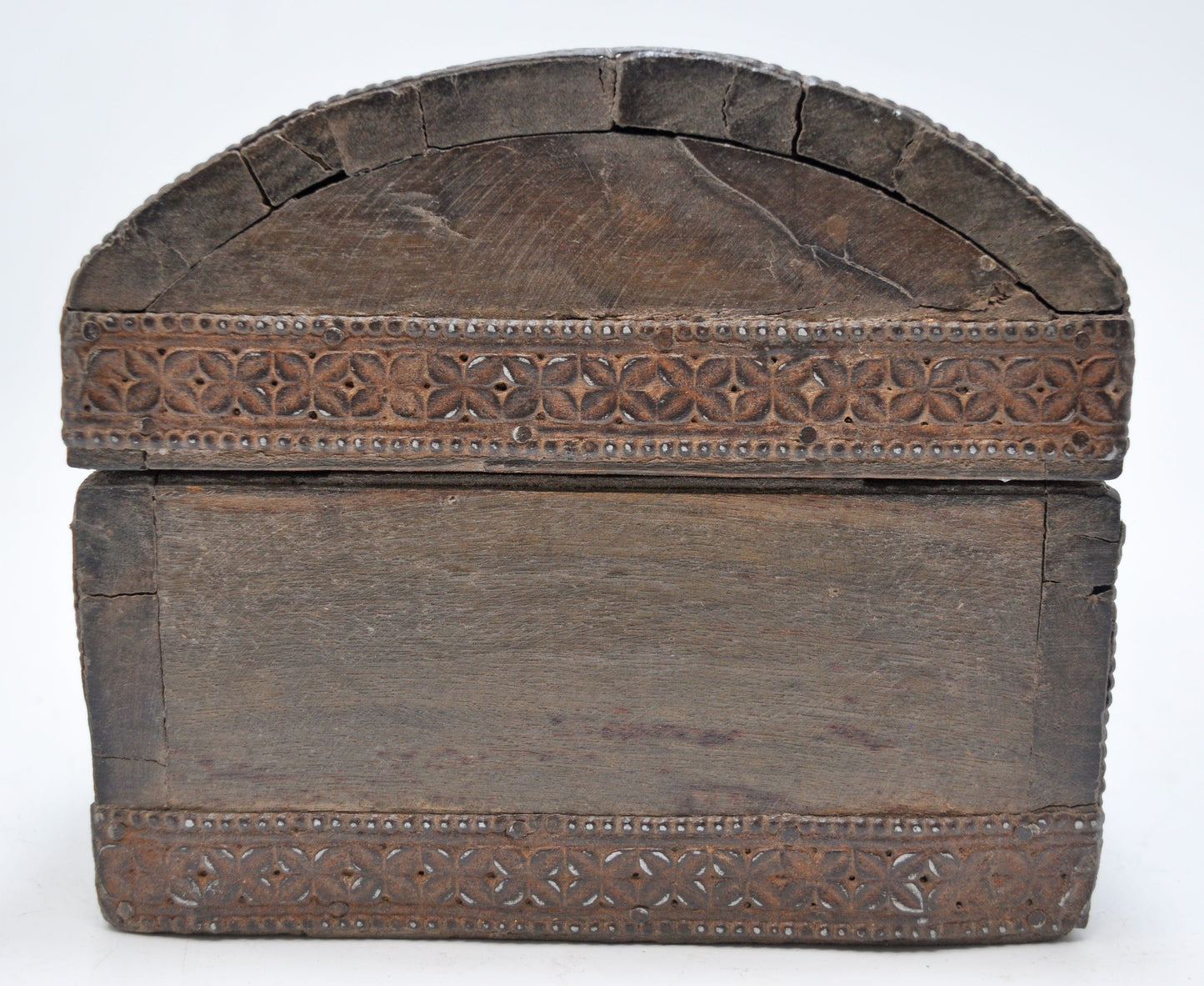 Antique Wooden Half Round Top Small Storage Box Original Old Hand Crafted