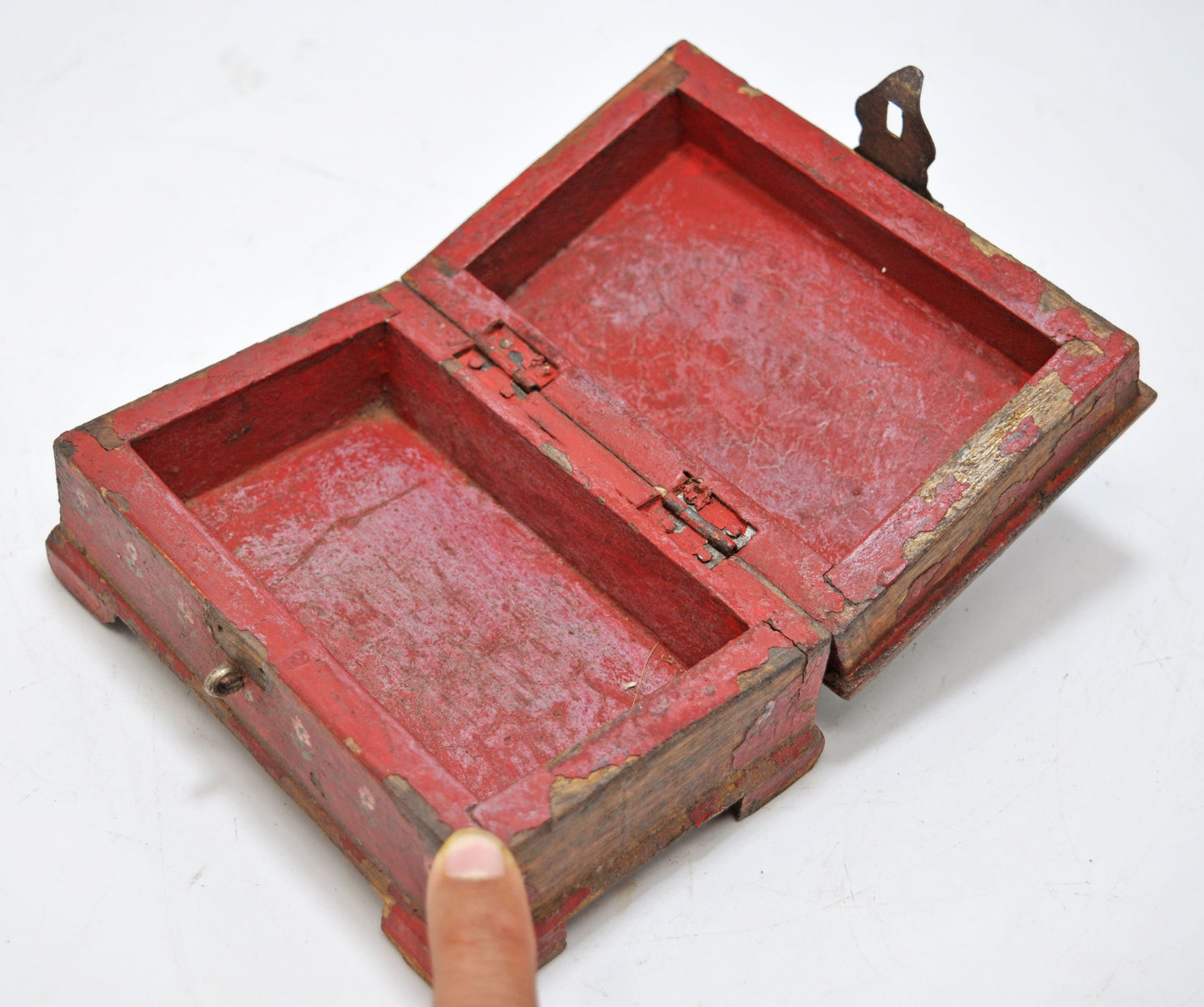 Vintage Wooden Small Storage Jewellery Box Original Old Hand Crafted Painted