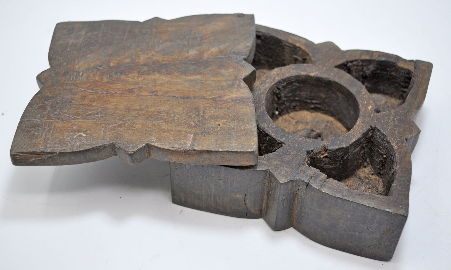 Antique Wooden Kitchenware Spice Box Original Old Hand Crafted