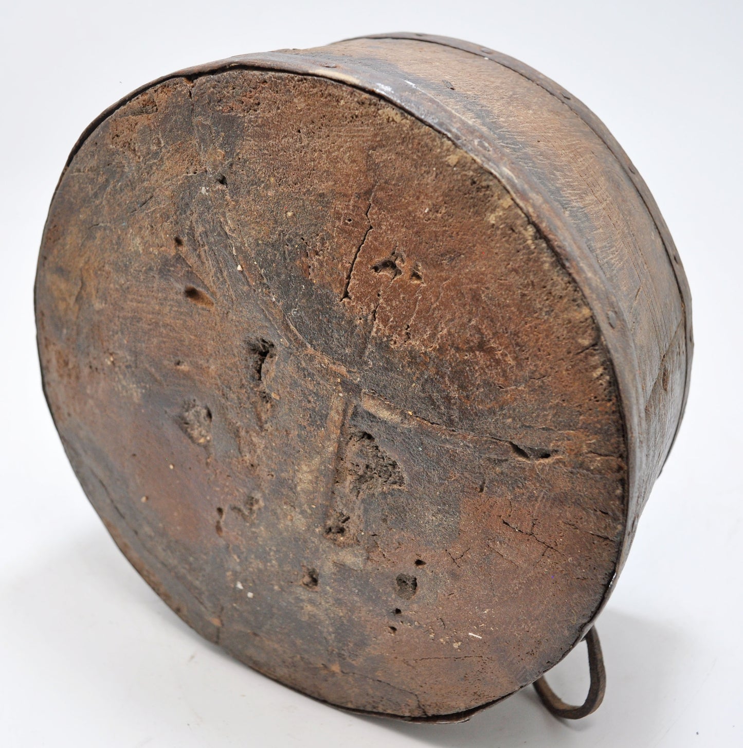 Antique Wooden Round Grain Measurement Paili Pot Original Old Hand Carved