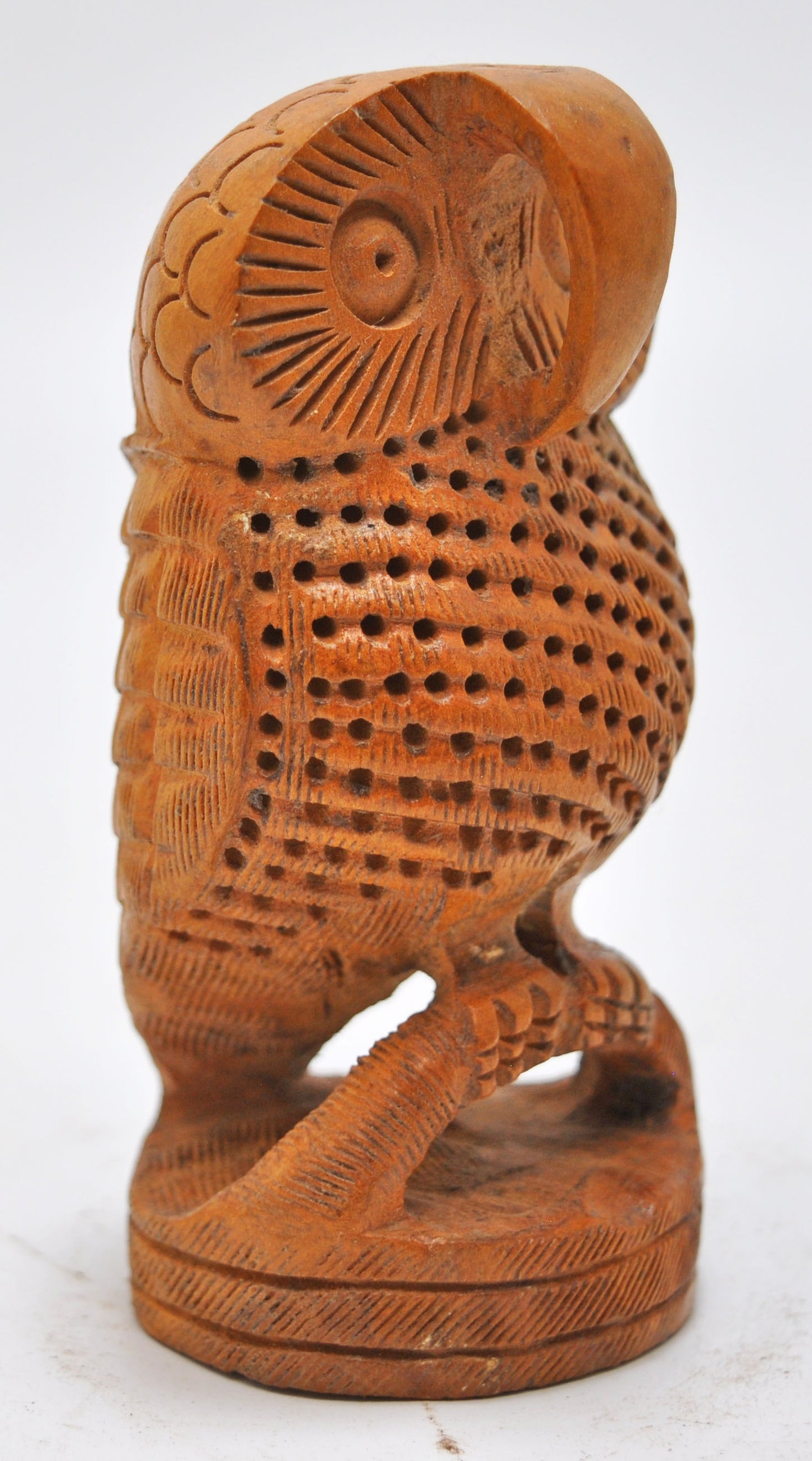 Vintage Wooden Owl Bird Figurine Original Old Very Fine Hand Carved