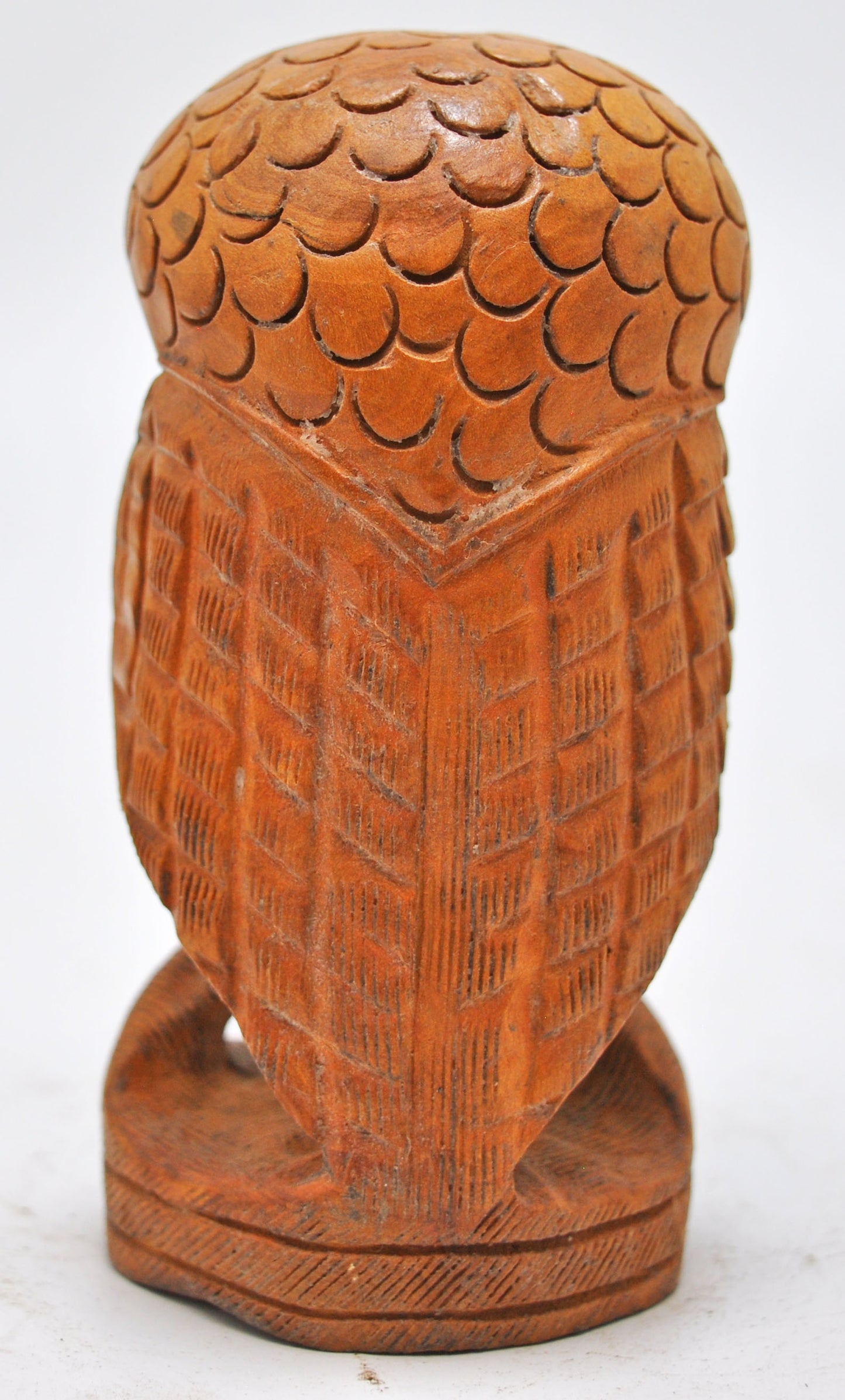 Vintage Wooden Owl Bird Figurine Original Old Very Fine Hand Carved
