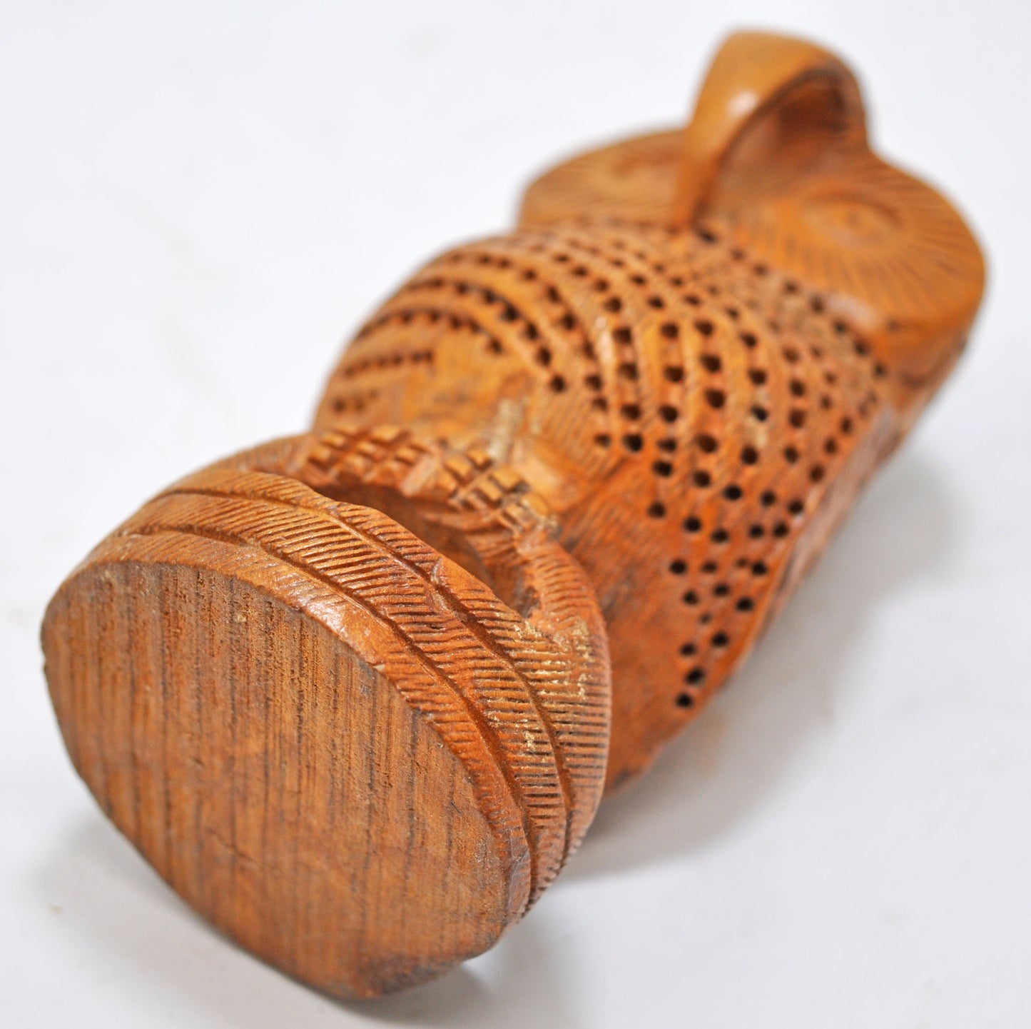 Vintage Wooden Owl Bird Figurine Original Old Very Fine Hand Carved