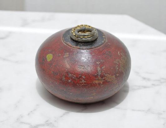 Antique Wooden Opium Tobacco Box Original Old Hand Carved Lacquer Painted