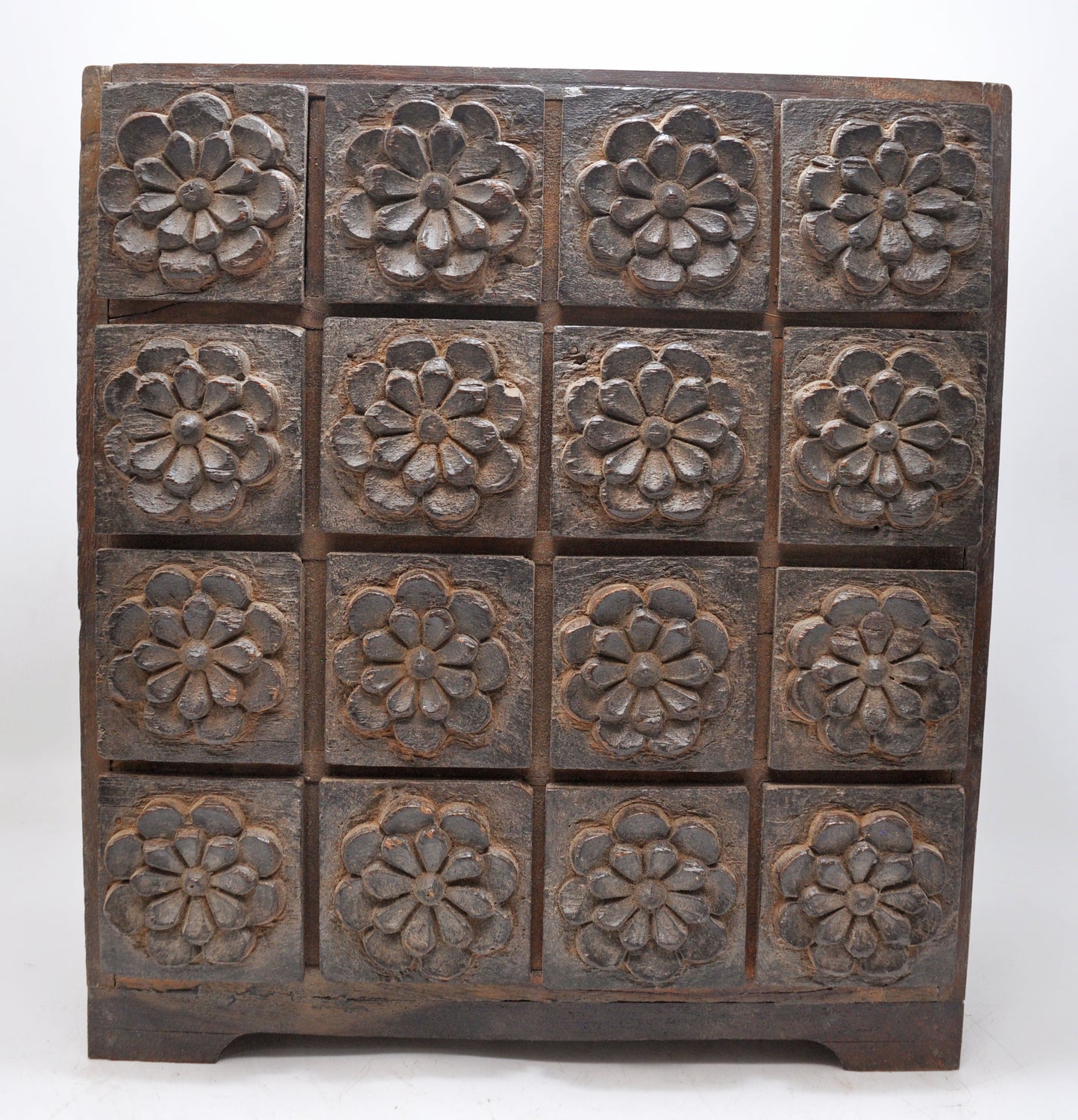 Antique Wooden 16 Small Drawers Jewellery Box Original Old Very Fine Hand Crafted