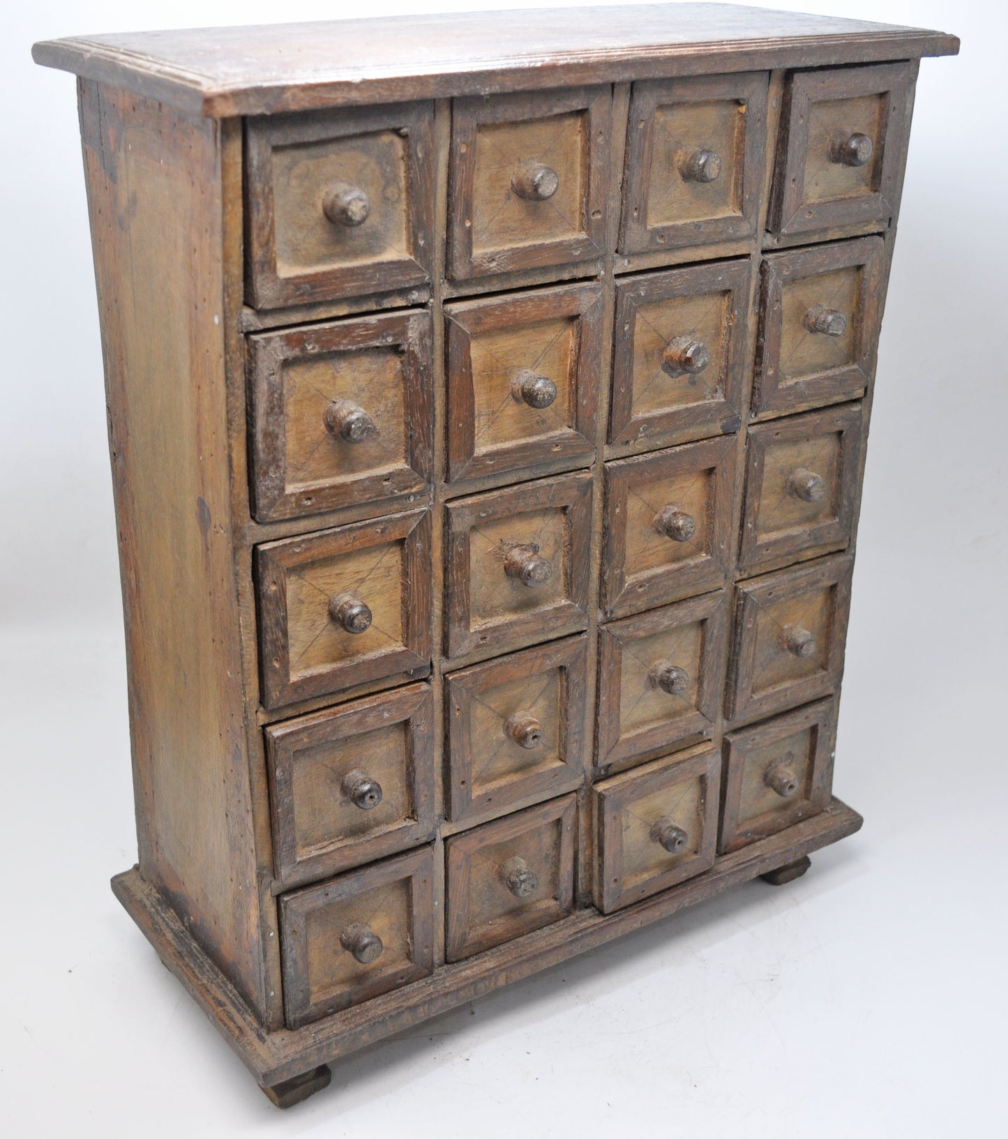 Vintage Wooden 20 Small Drawers Jewellery Box Original Old Fine Hand Crafted